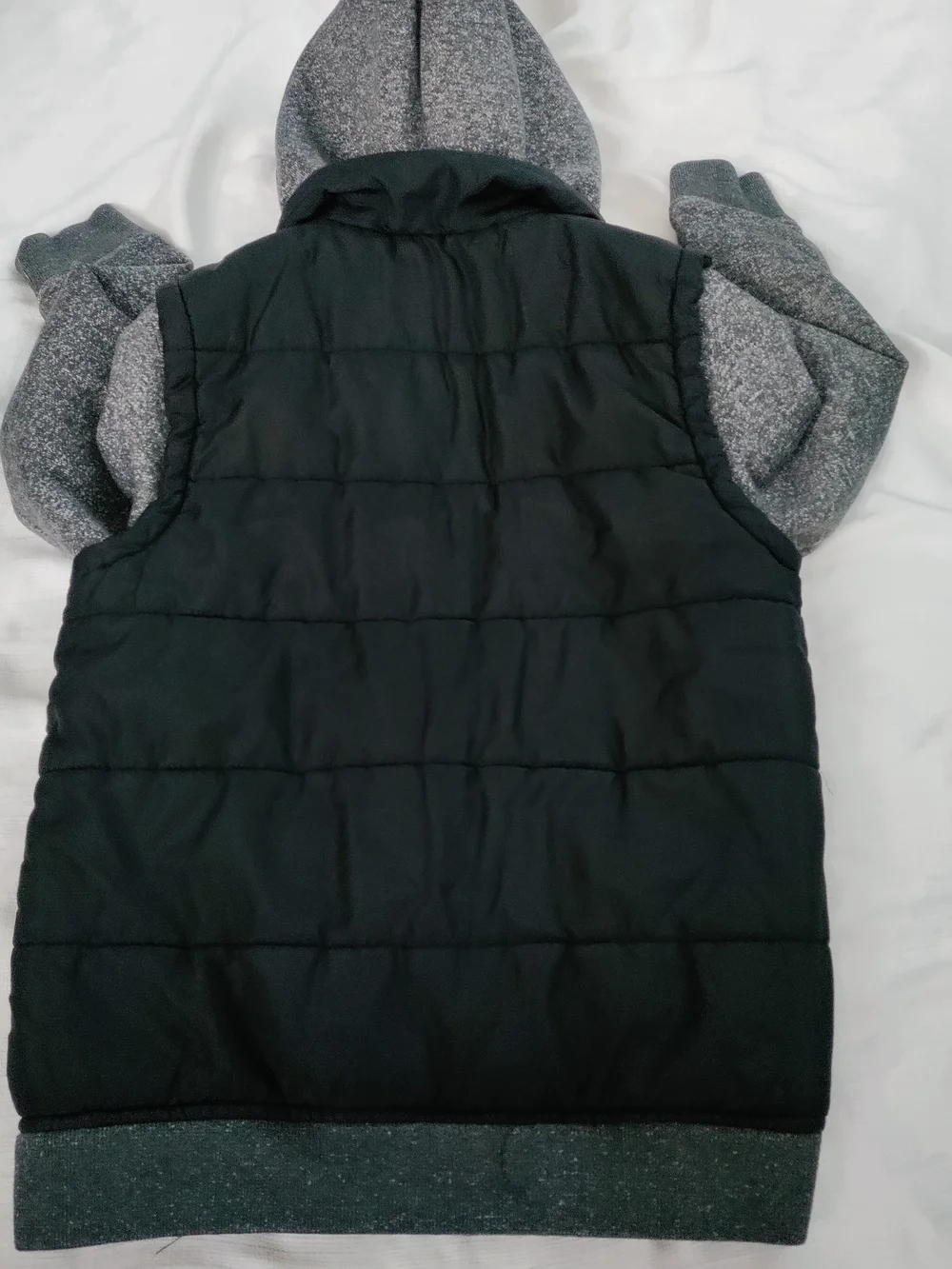 Zoo York Black Puffer Jacket with Gray Hood & Sleeves